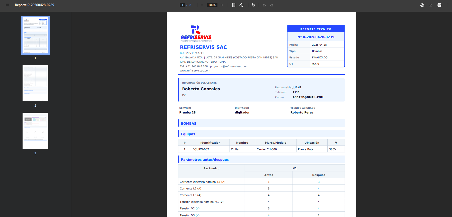 Reportes técnicos digitales de mantenimiento